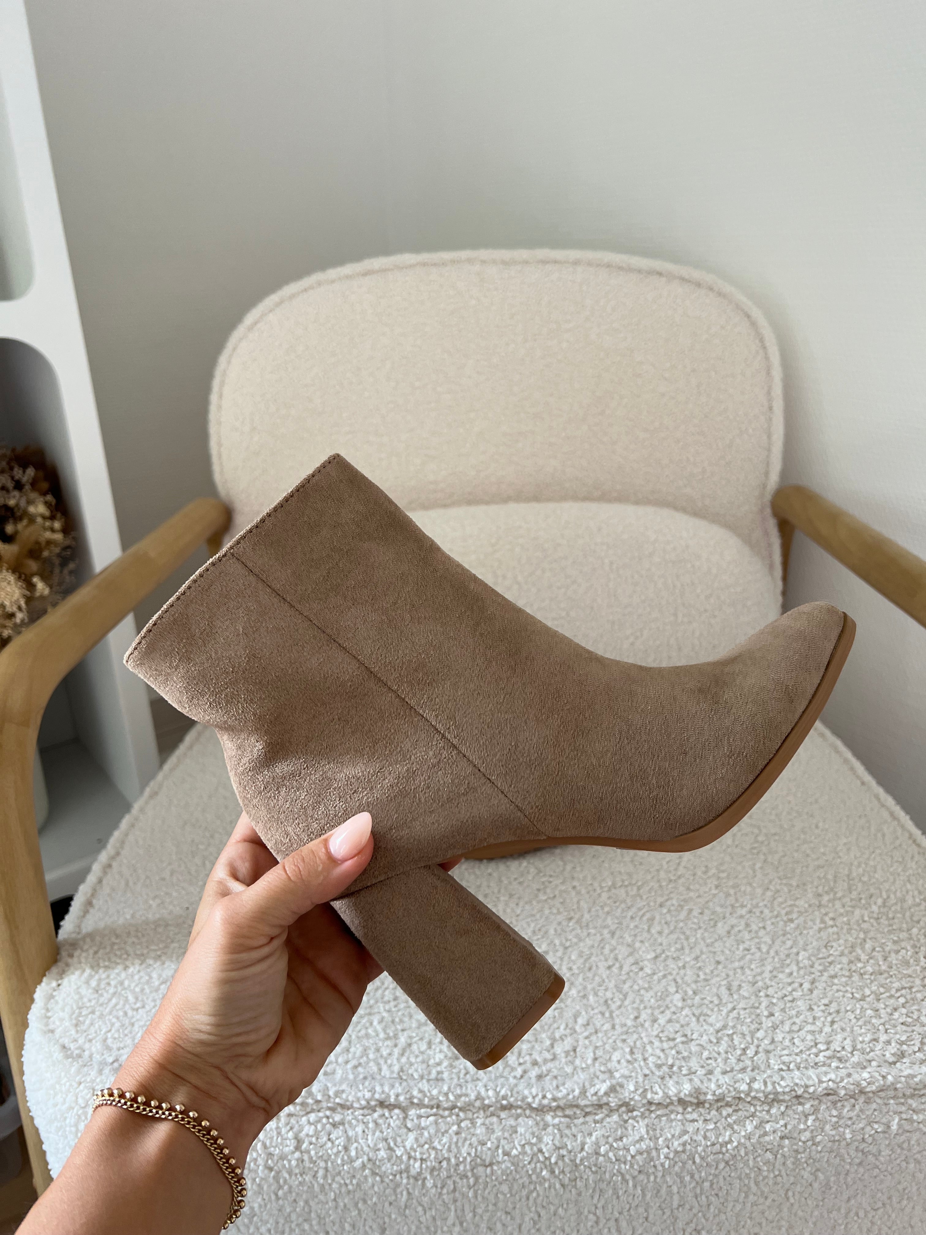 Mia beige faux suede ankle boots