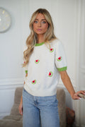 Pull Pastèques Maé - Vert/Blanc