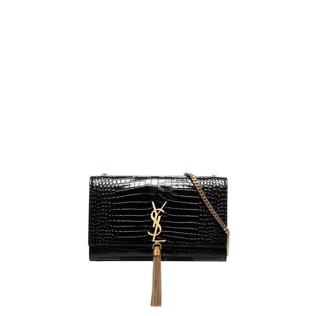 Saint Laurent - Bolso Kate Medium De Piel Con Grabado De Cocodrilo Y Borla - Mujeres - Negro