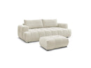 Canapé Droit Convertible 3 Places - Fuji - Tissu Lisse Avec Pouf