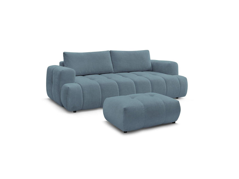 Canapé Droit Convertible 3 Places - Fuji - Tissu Lisse Avec Pouf