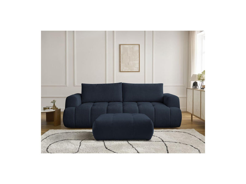Canapé Droit Convertible 3 Places - Fuji - Tissu Lisse Avec Pouf