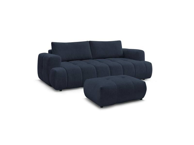 Canapé Droit Convertible 3 Places - Fuji - Tissu Lisse Avec Pouf