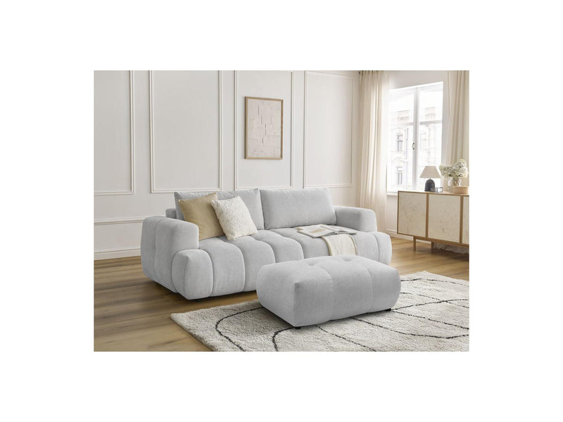Canapé Droit Convertible 3 Places - Fuji - Tissu Lisse Avec Pouf