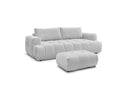 Canapé Droit Convertible 3 Places - Fuji - Tissu Lisse Avec Pouf