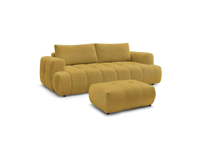 Canapé Droit Convertible 3 Places - Fuji - Tissu Lisse Avec Pouf