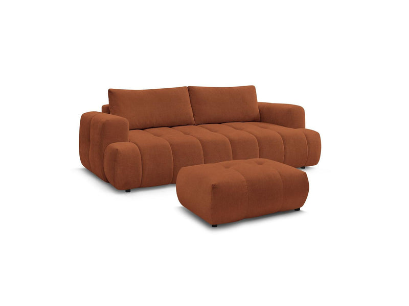 Canapé Droit Convertible 3 Places - Fuji - Tissu Lisse Avec Pouf