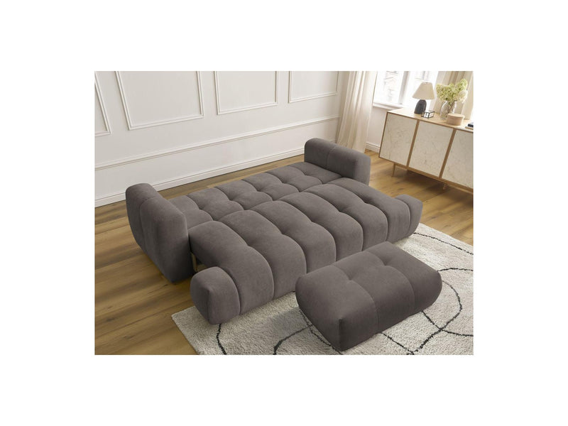 Canapé Droit Convertible 3 Places - Fuji - Tissu Lisse Avec Pouf