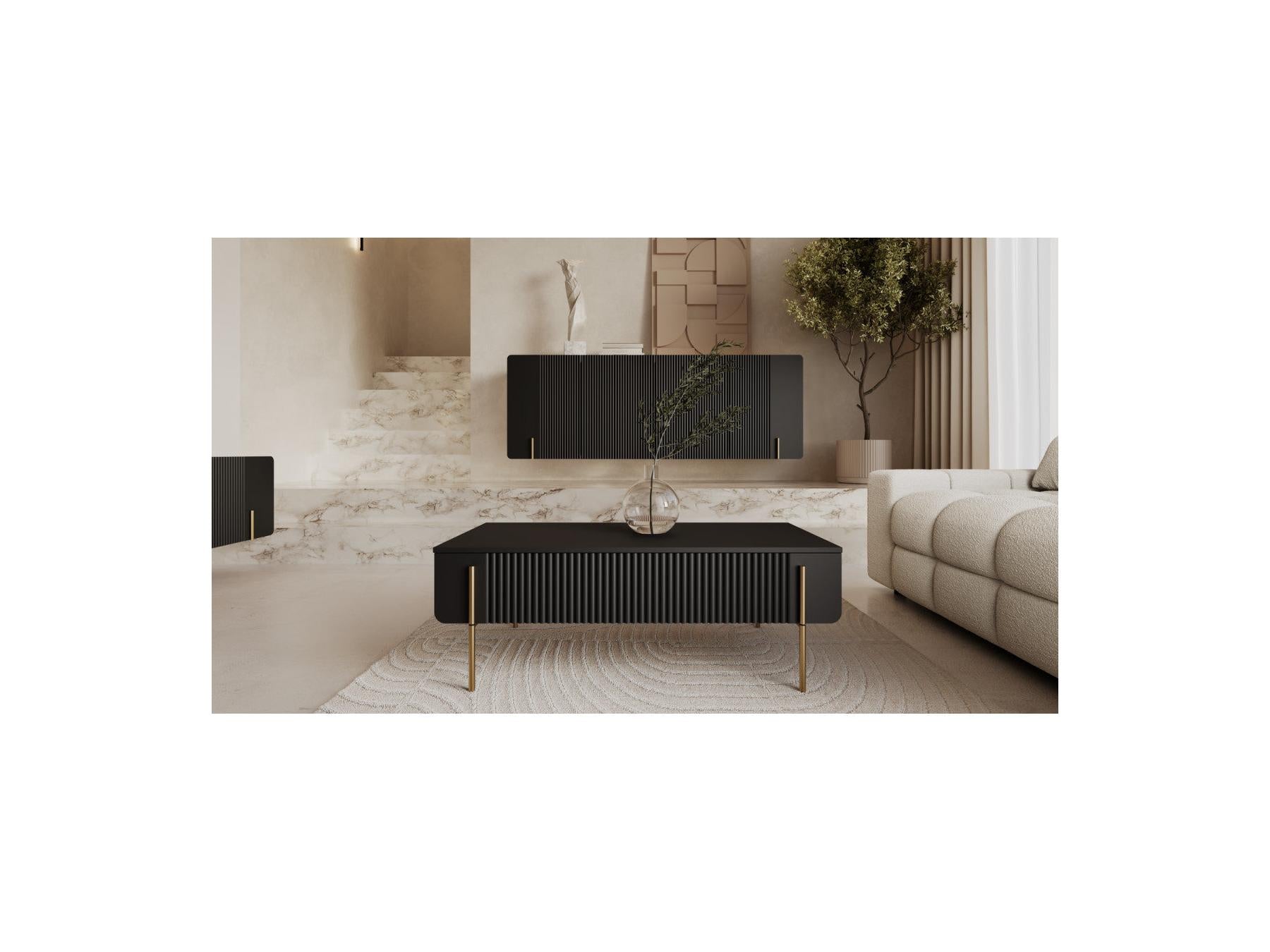 Mathilde - Coffee Table 2 Drawers - Gold Legs
