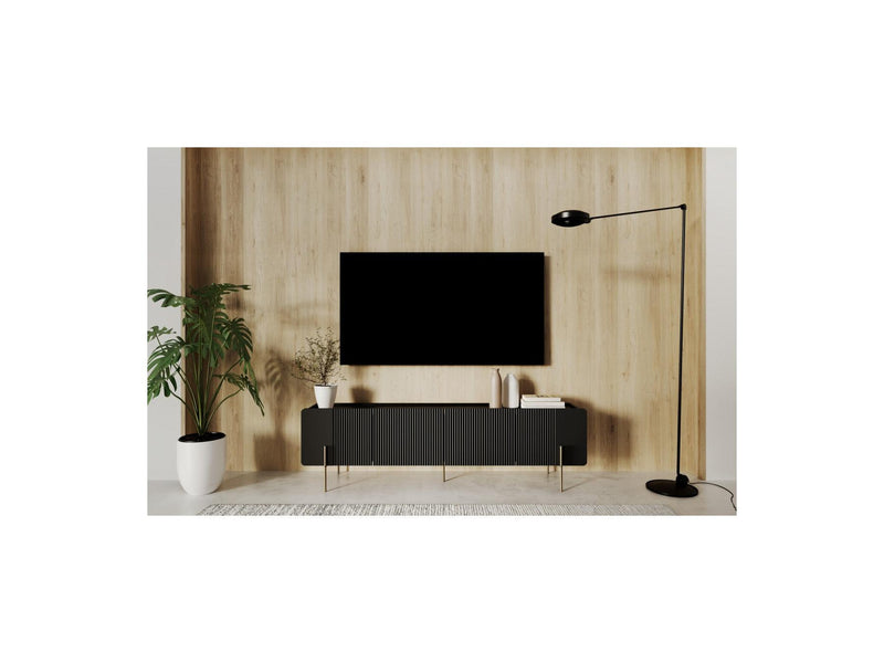Meuble TV 2 Portes 2 Tiroirs - Mathilde - Pieds Or
