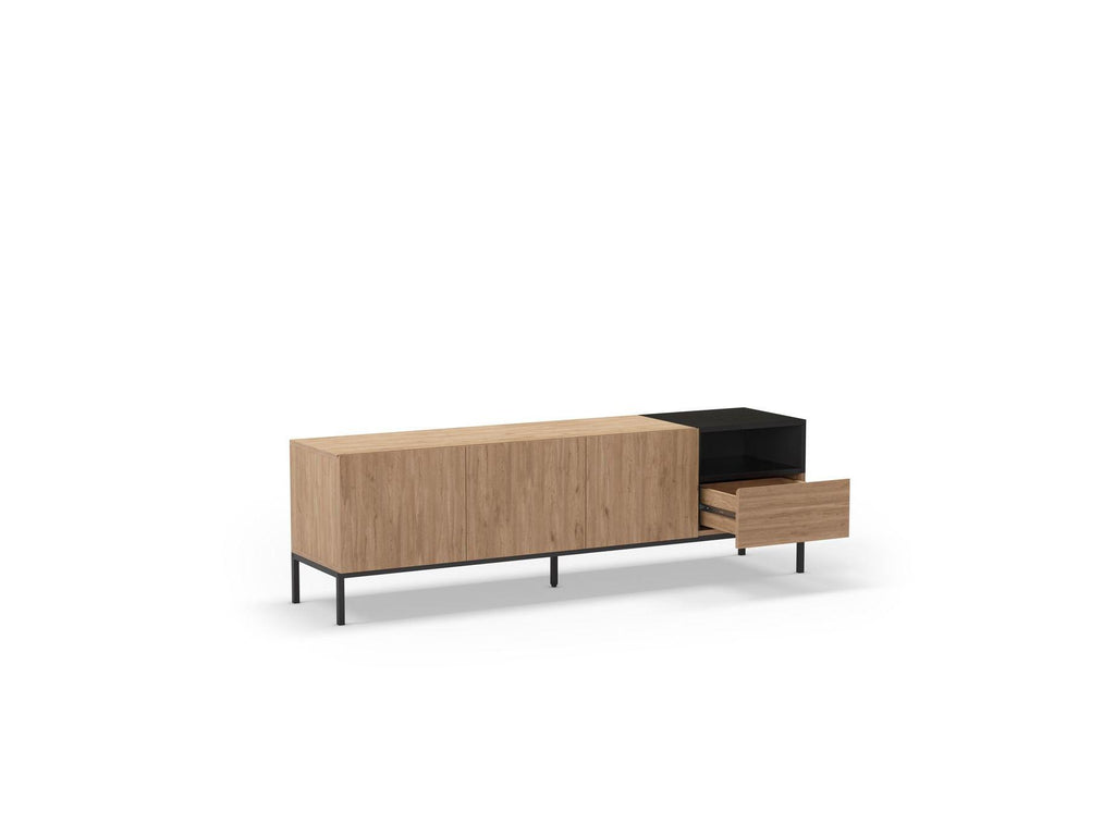Cecilia - Mueble de TV 3 puertas 1 cajón - Efecto roble