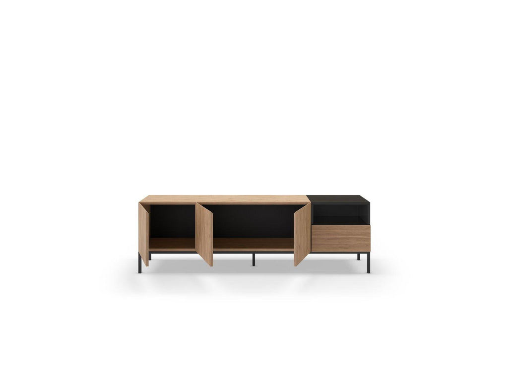 Cecilia - Mueble de TV 3 puertas 1 cajón - Efecto roble