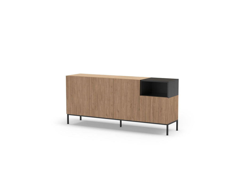 Cecilia - 4-Door Sideboard with 1 Alcove - Oak Effect