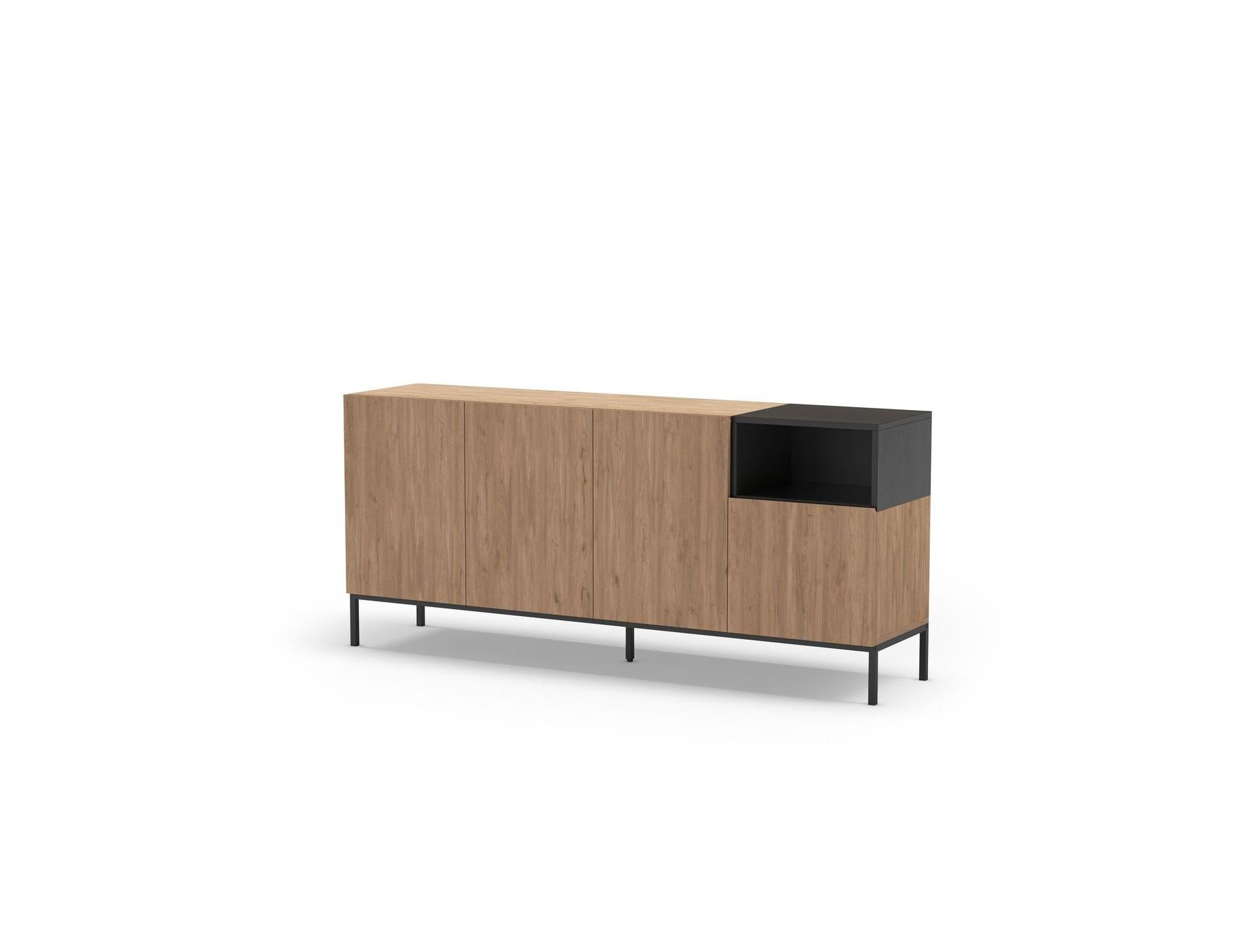 Cecilia - 4-Door Sideboard with 1 Alcove - Oak Effect