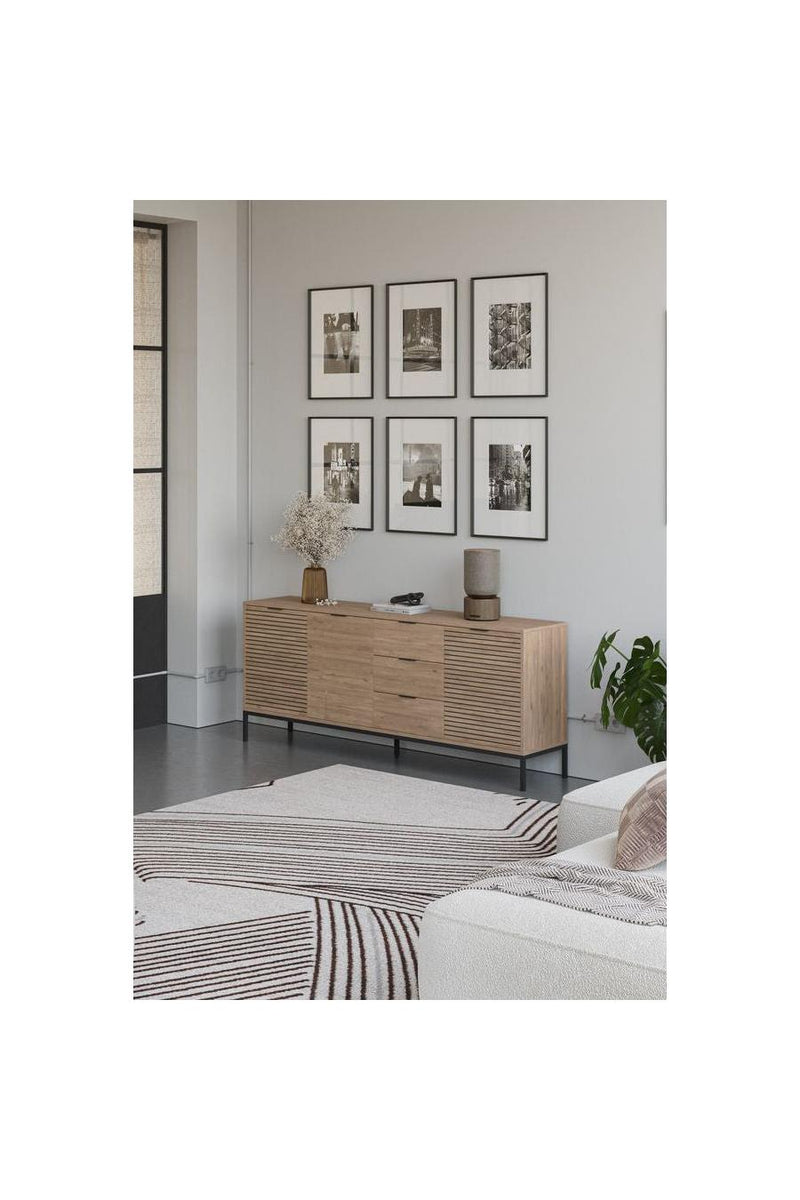 3 Door Sideboard - Agathe - Oak Effect