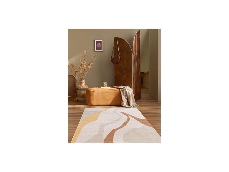 Tapis Poils Ras - Ulys - Motif Abstrait - Beige