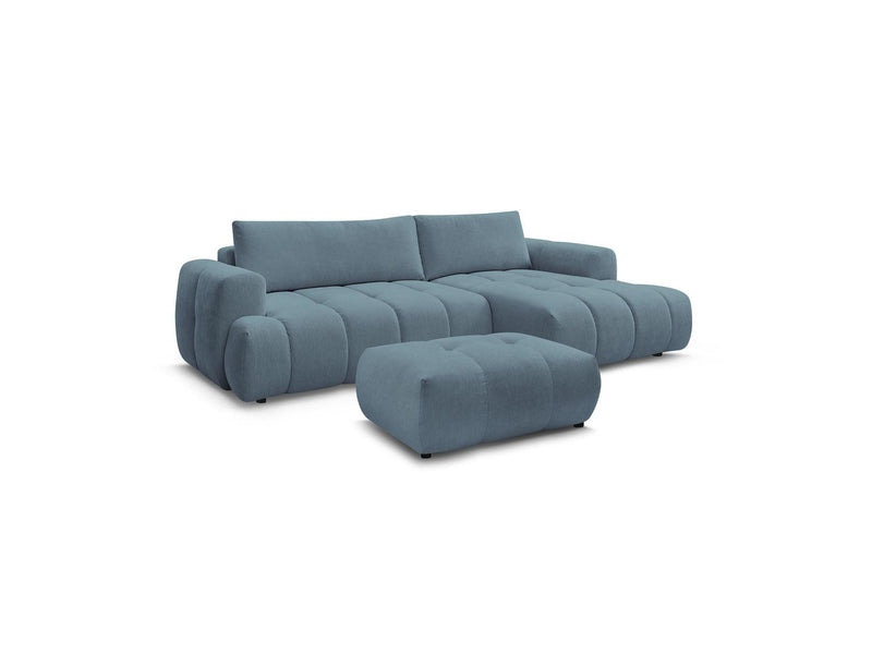 Canapé D'Angle Convertible - Fuji - Tissu Lisse Avec Pouf - Angle Droit