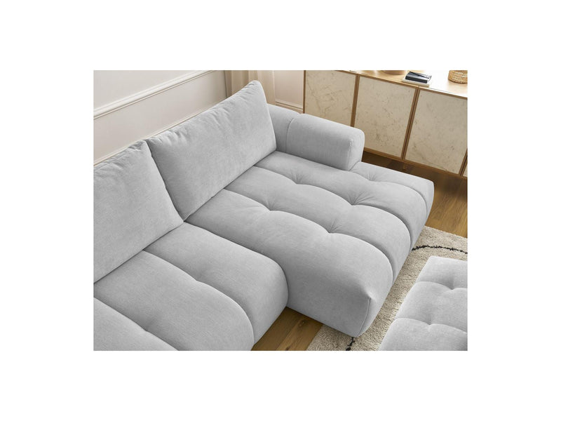 Canapé D'Angle Convertible - Fuji - Tissu Lisse Avec Pouf - Angle Droit