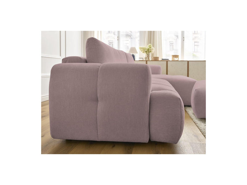 Canapé D'Angle Convertible - Fuji - Tissu Lisse Avec Pouf - Angle Droit