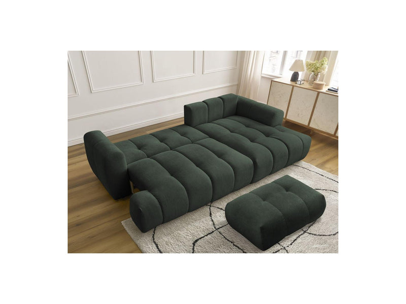 Canapé D'Angle Convertible - Fuji - Tissu Lisse Avec Pouf - Angle Droit