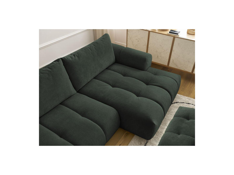 Canapé D'Angle Convertible - Fuji - Tissu Lisse Avec Pouf - Angle Droit