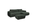 Canapé D'Angle Convertible - Fuji - Tissu Lisse Avec Pouf - Angle Droit
