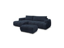Canapé D'Angle Convertible - Fuji - Tissu Lisse Avec Pouf - Angle Gauche
