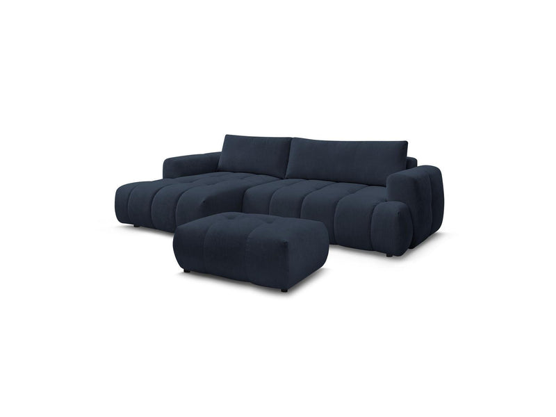 Canapé D'Angle Convertible - Fuji - Tissu Lisse Avec Pouf - Angle Gauche