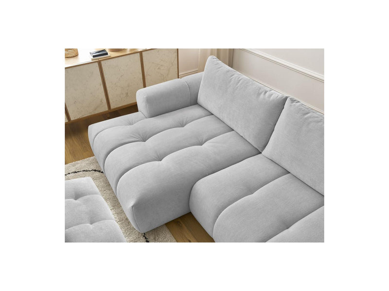 Canapé D'Angle Convertible - Fuji - Tissu Lisse Avec Pouf - Angle Gauche