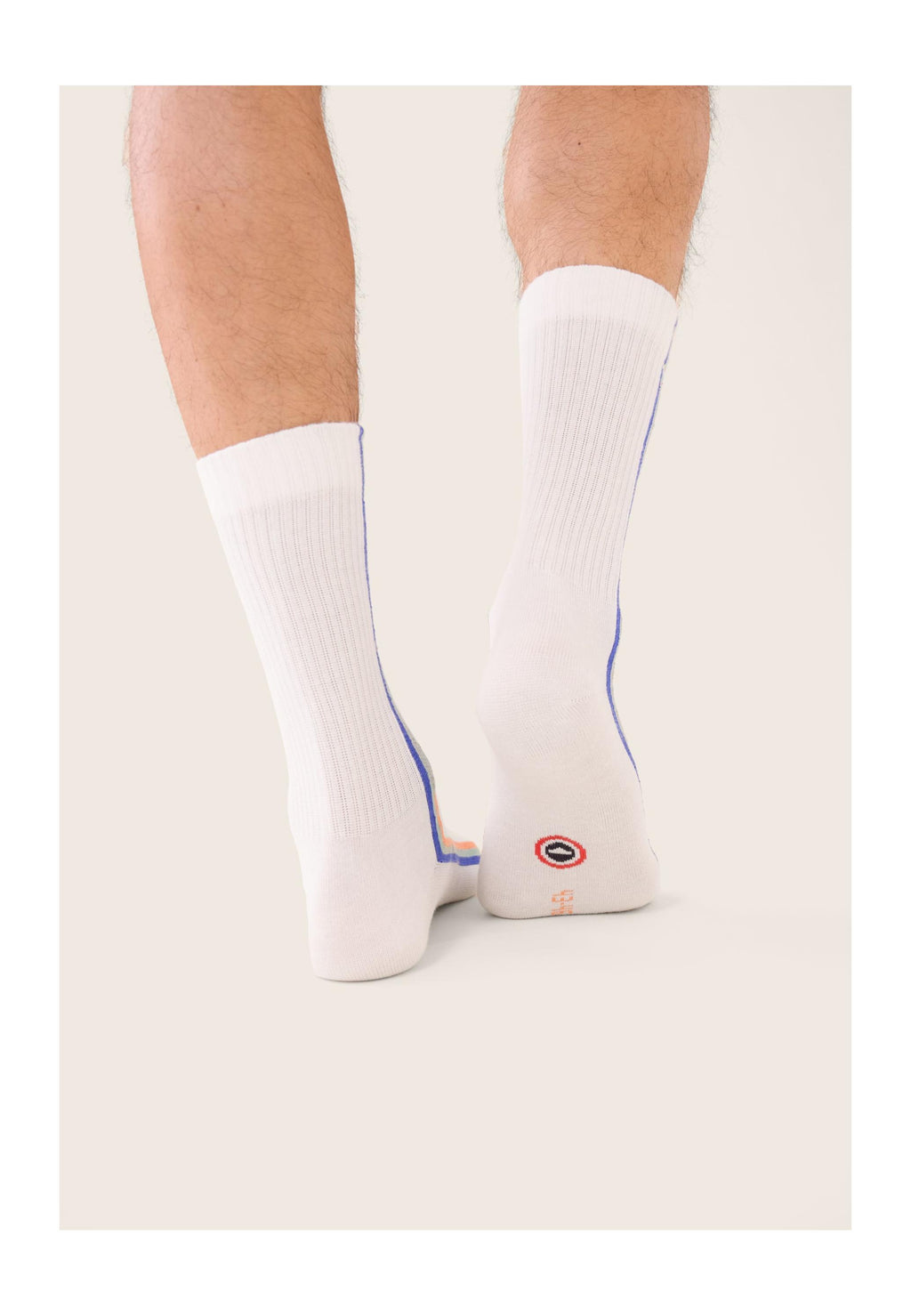 Calcetines de Deporte de Media Caña a Rayas Wilfried Rayas - Azul Náutico Verde Azur Naranja Coral