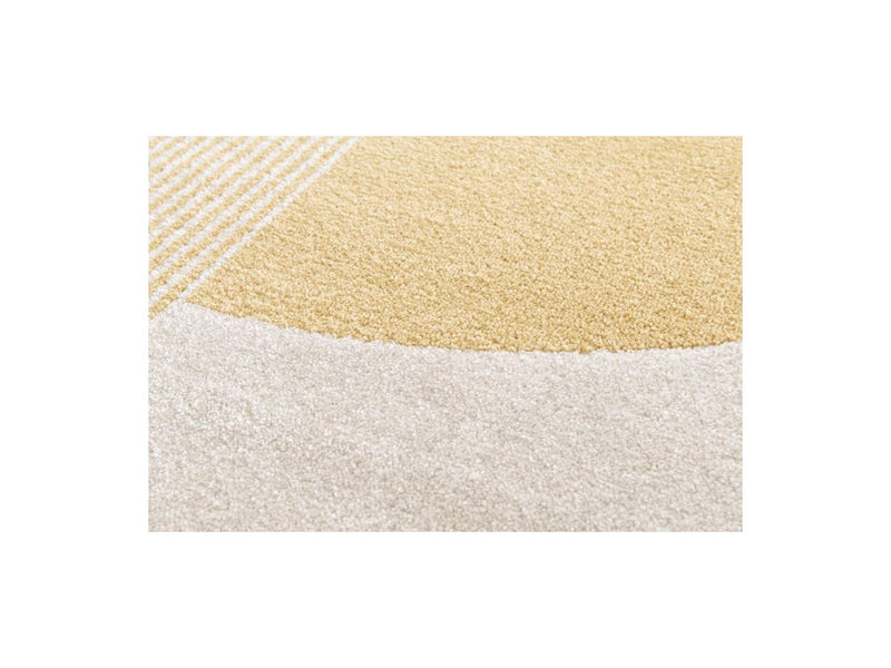 Irena - Tapis Poils Ras - Motif Abstrait - Jaune