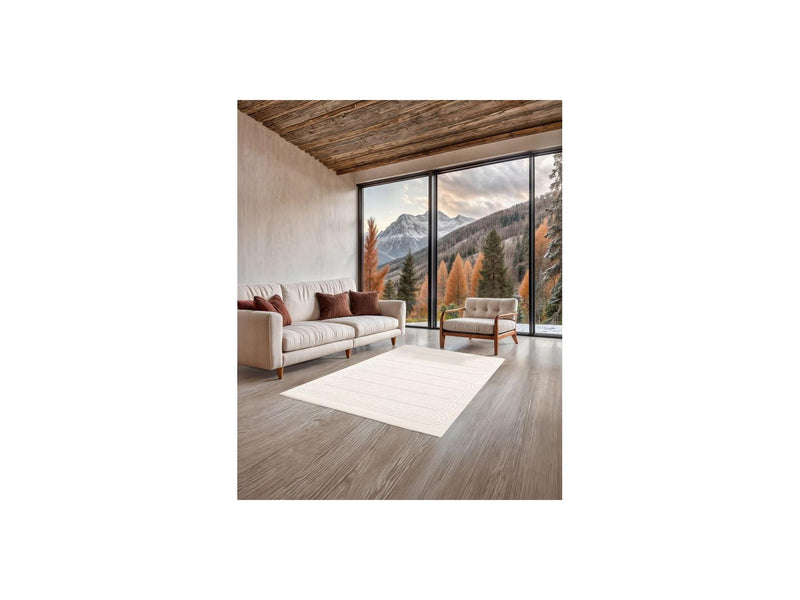 Tapis Poils Courts - Iago - Motif Graphique - Beige