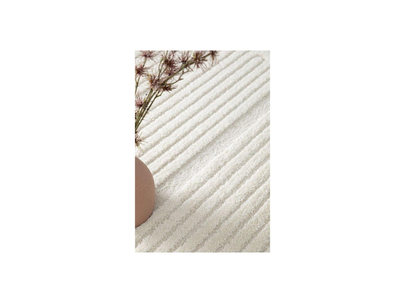 Tapis Poils Courts - Iago - Motif Graphique - Beige