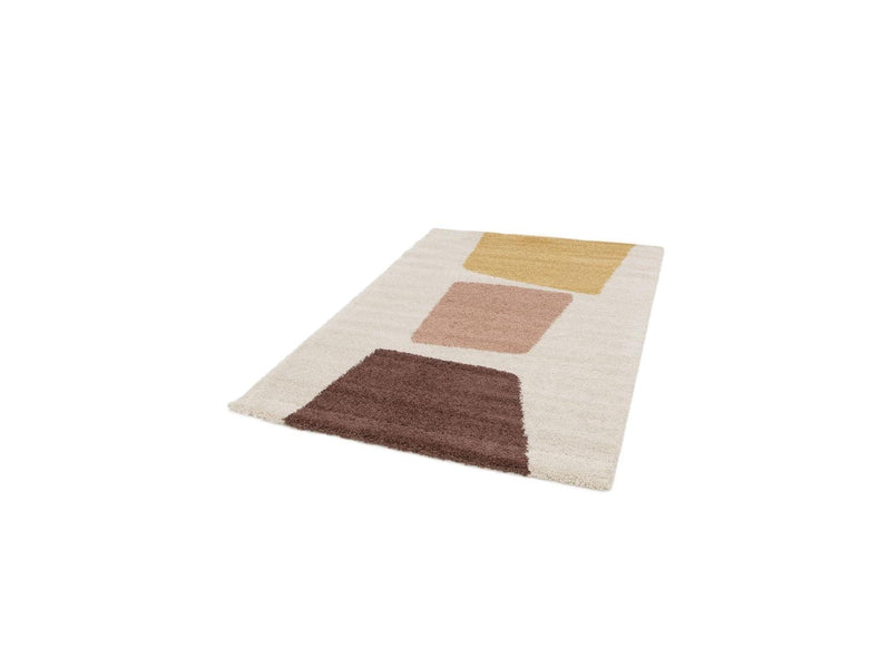 Leandre - Tapis Poils Longs - Motif Géométrique - Jaune