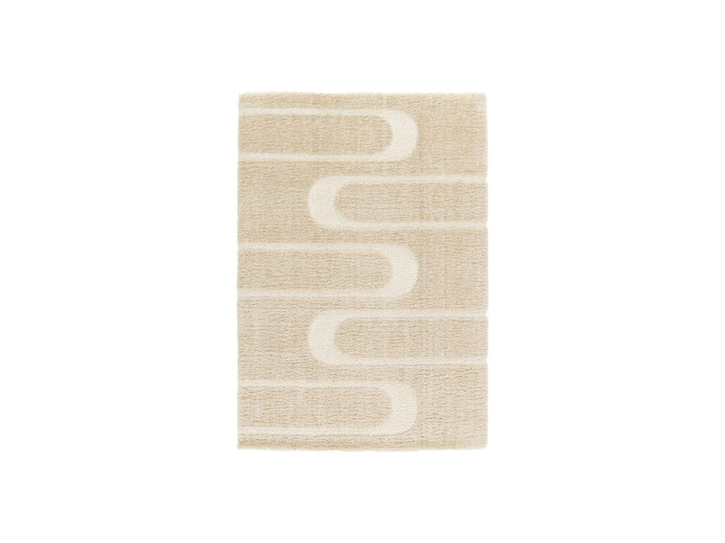 Long Pile Rug - Caleb - Graphic Pattern - Beige