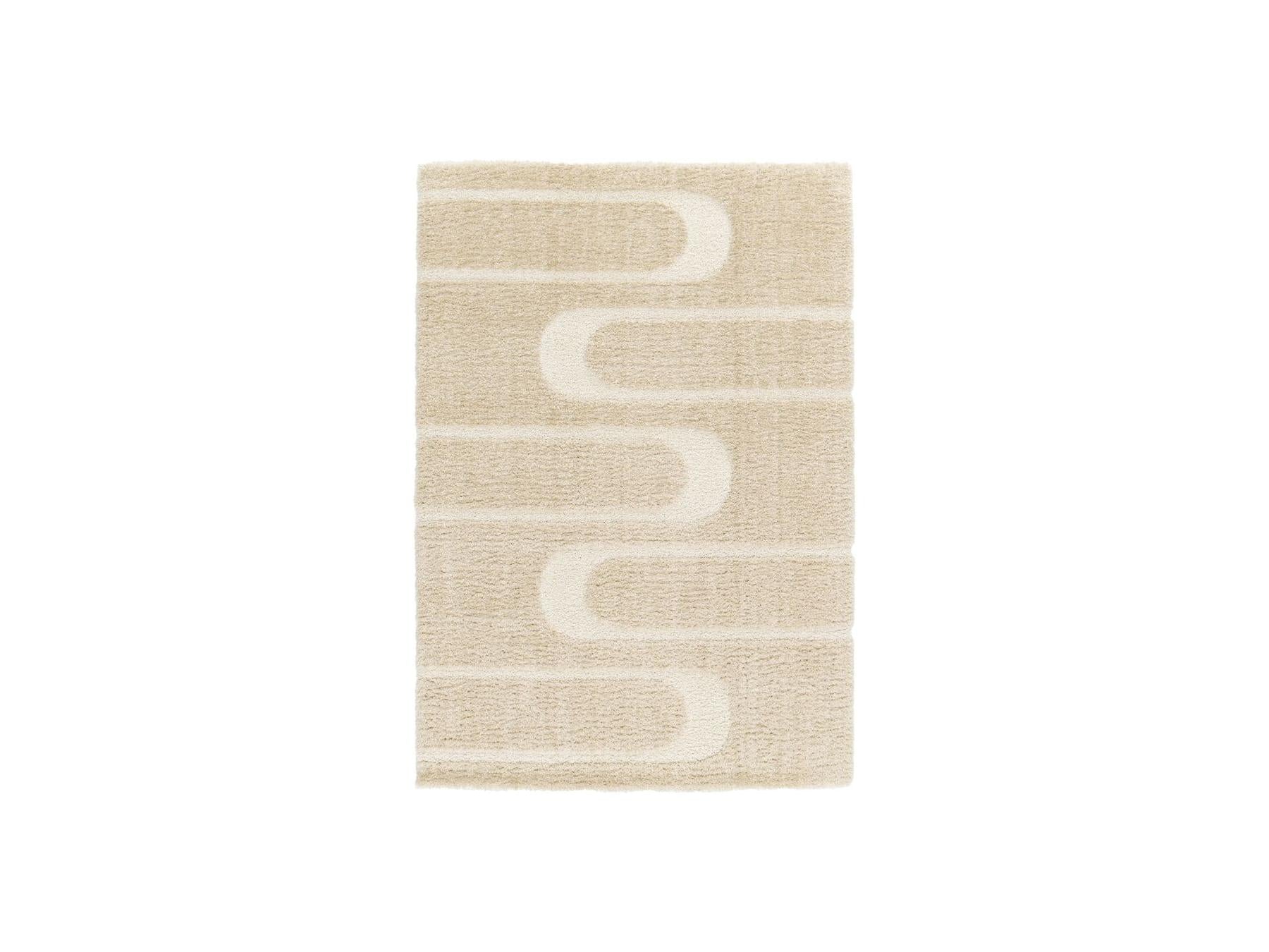 Long Pile Rug - Caleb - Graphic Pattern - Beige