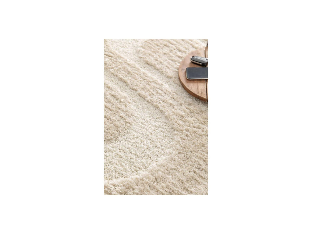 Long Pile Rug - Caleb - Graphic Pattern - Beige