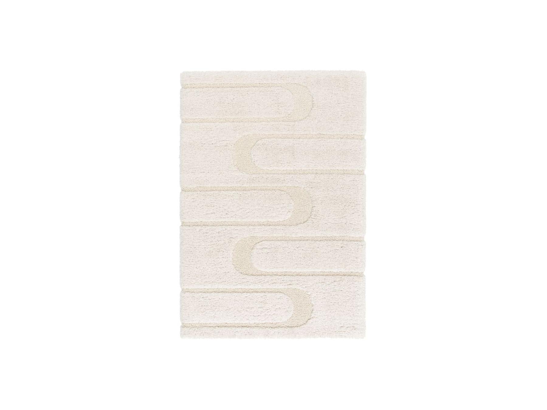 Caleb - Long Pile Rug - Graphic Pattern - Ecru