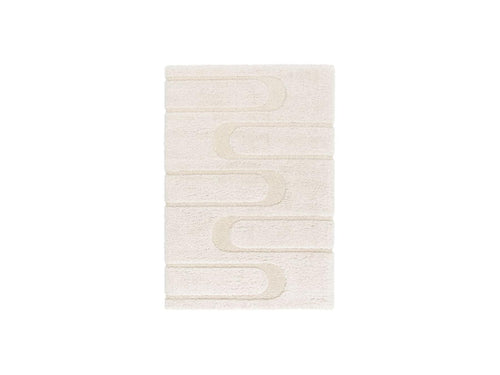 Tapis Poils Longs - Caleb - Motif Graphique - Ecru