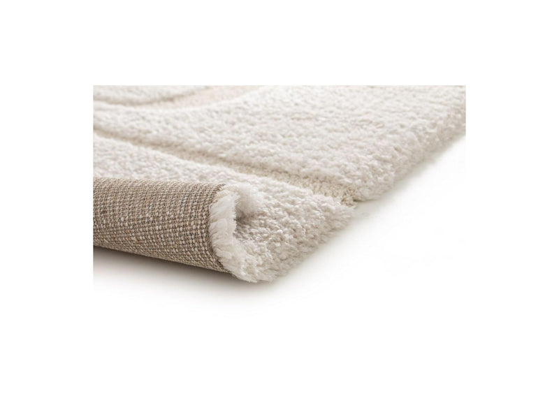 Tapis Poils Longs - Caleb - Motif Graphique - Ecru