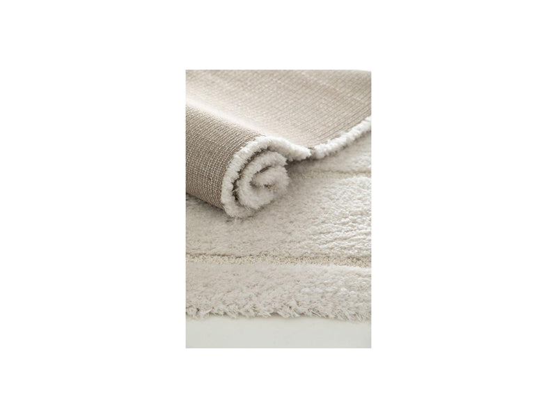 Tapis Poils Longs - Caleb - Motif Graphique - Ecru