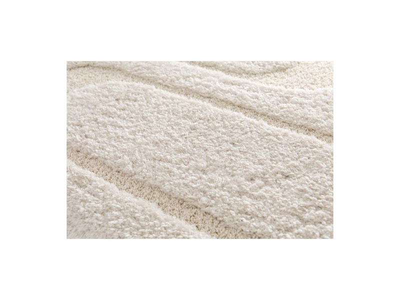 Tapis Poils Longs - Caleb - Motif Graphique - Ecru