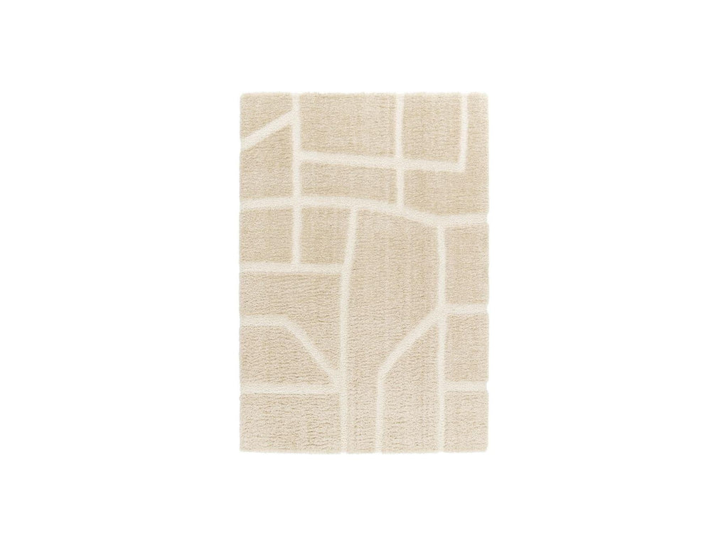 Alfombra Pelo Largo - Marina - Estampado Gráfico - Beige
