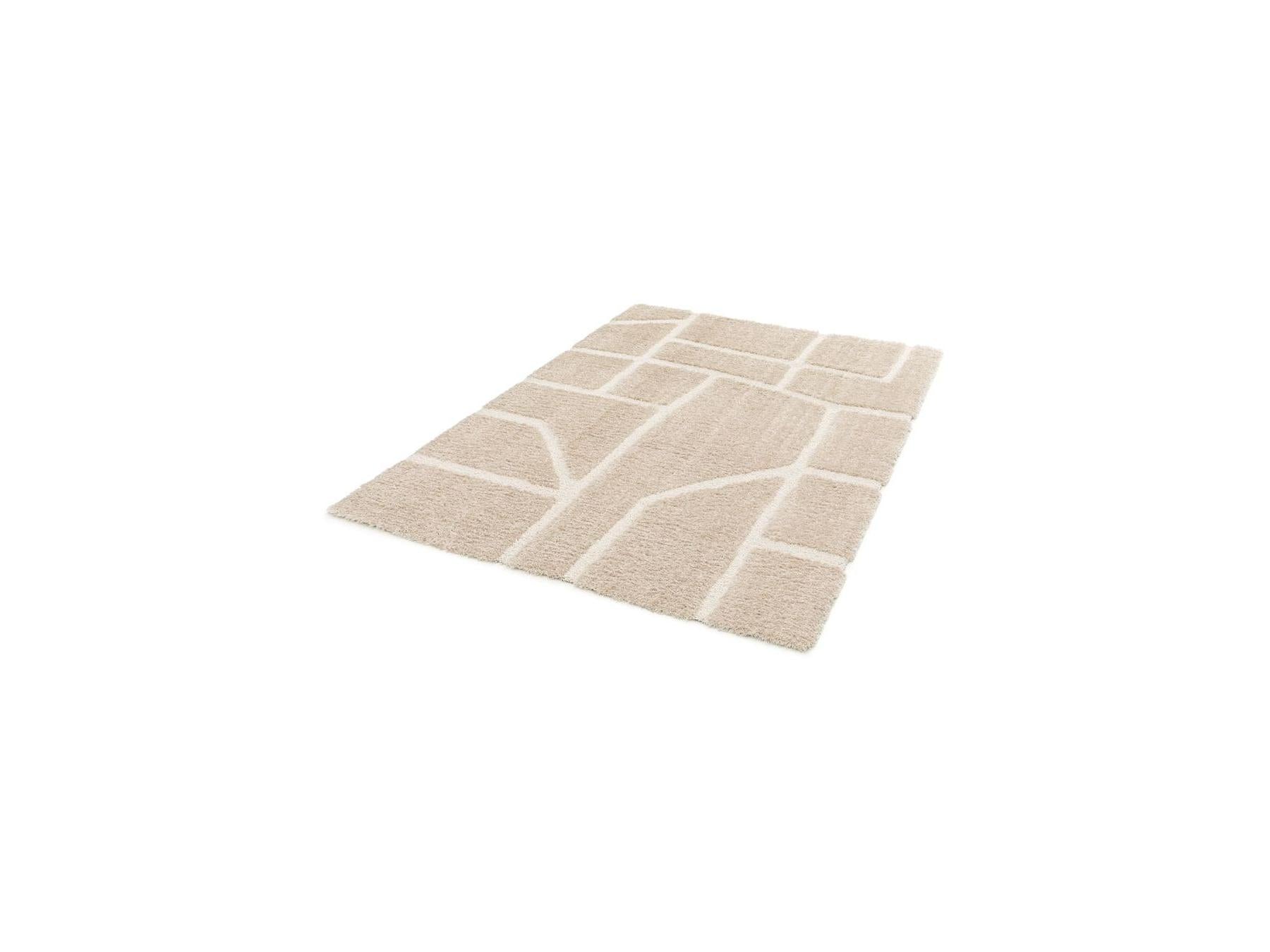 Alfombra Pelo Largo - Marina - Estampado Gráfico - Beige