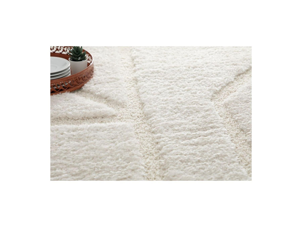 Marina - Long Pile Rug - Graphic Pattern - Ecru