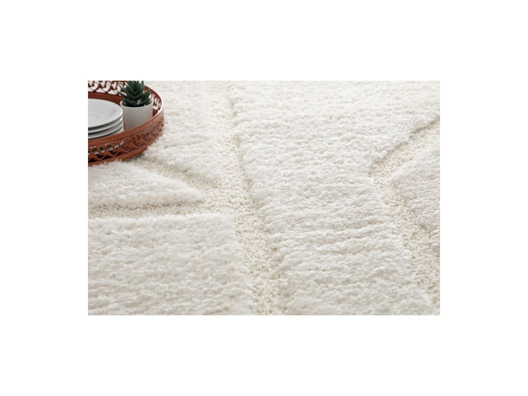 Marina - Long Pile Rug - Graphic Pattern - Ecru