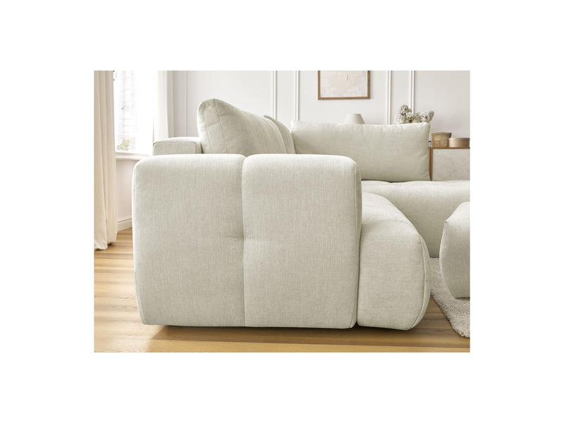 Canapé D'Angle L Convertible - Fuji - Tissu Lisse Avec Pouf - Angle Droit