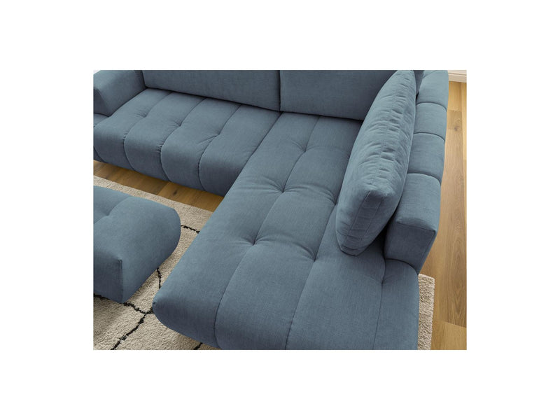 Canapé D'Angle L Convertible - Fuji - Tissu Lisse Avec Pouf - Angle Droit