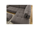 Canapé D'Angle L Convertible - Fuji - Tissu Lisse Avec Pouf - Angle Droit