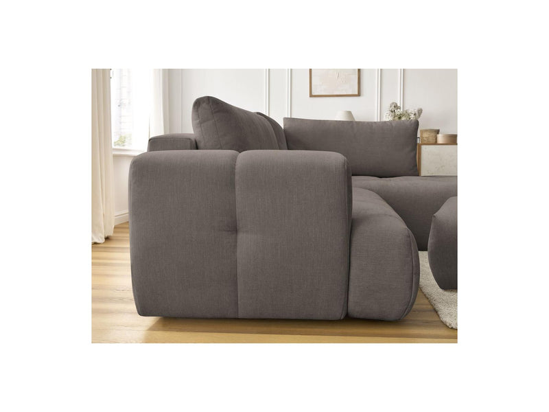 Canapé D'Angle L Convertible - Fuji - Tissu Lisse Avec Pouf - Angle Droit